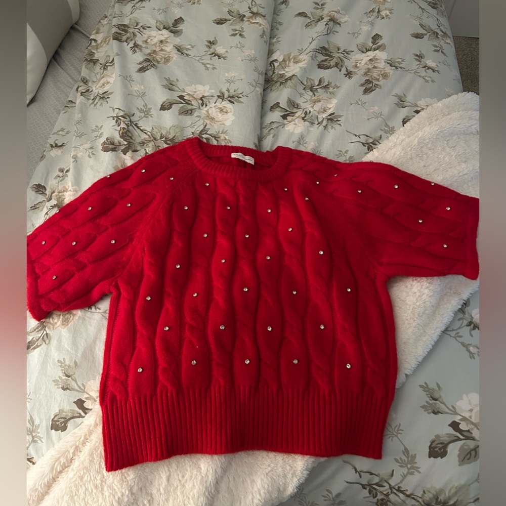 Women’s red jewel sweater